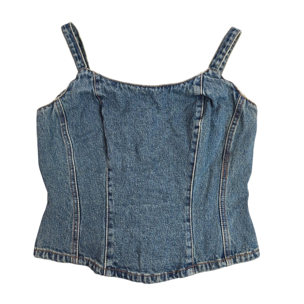 Jeanology Collection Denim Corset Top Medium Wash Cotton Size 6 V0241